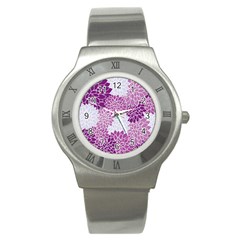 Floral Wallpaper Flowers Dahlia Stainless Steel Watch by Nexatart