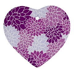 Floral Wallpaper Flowers Dahlia Heart Ornament (two Sides) by Nexatart