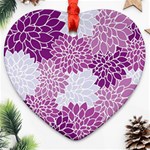 Floral Wallpaper Flowers Dahlia Heart Ornament (Two Sides) Back