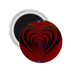 Red Heart Colorful Love Shape 2 25  Magnets by Nexatart