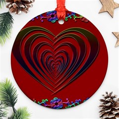 Red Heart Colorful Love Shape Ornament (round) by Nexatart