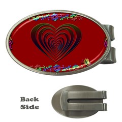 Red Heart Colorful Love Shape Money Clips (oval)  by Nexatart