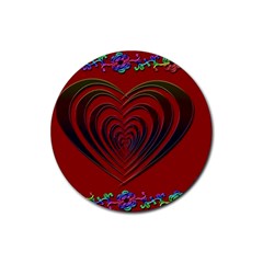 Red Heart Colorful Love Shape Rubber Round Coaster (4 Pack)  by Nexatart