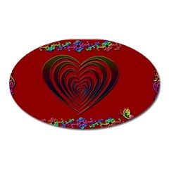 Red Heart Colorful Love Shape Oval Magnet by Nexatart