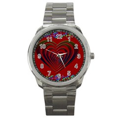 Red Heart Colorful Love Shape Sport Metal Watch by Nexatart