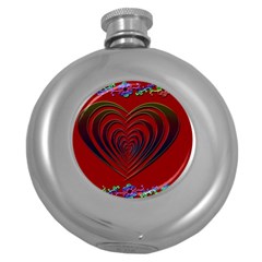 Red Heart Colorful Love Shape Round Hip Flask (5 Oz) by Nexatart