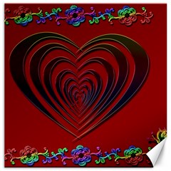 Red Heart Colorful Love Shape Canvas 12  X 12   by Nexatart