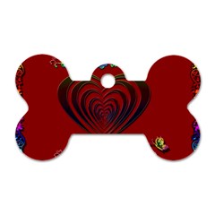 Red Heart Colorful Love Shape Dog Tag Bone (one Side) by Nexatart