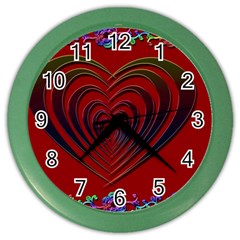 Red Heart Colorful Love Shape Color Wall Clocks by Nexatart