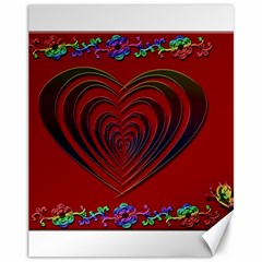 Red Heart Colorful Love Shape Canvas 11  X 14   by Nexatart