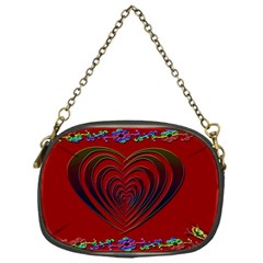 Red Heart Colorful Love Shape Chain Purses (one Side)  by Nexatart