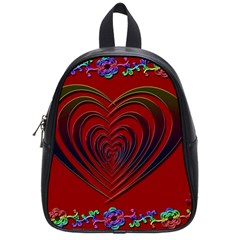 Red Heart Colorful Love Shape School Bags (small)  by Nexatart