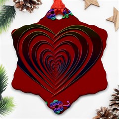 Red Heart Colorful Love Shape Ornament (snowflake) by Nexatart