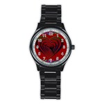 Red Heart Colorful Love Shape Stainless Steel Round Watch Front