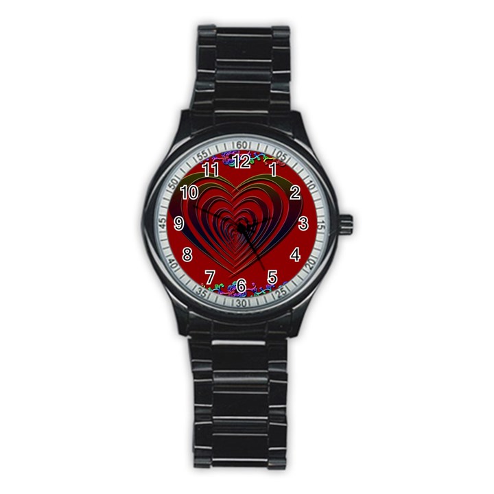 Red Heart Colorful Love Shape Stainless Steel Round Watch