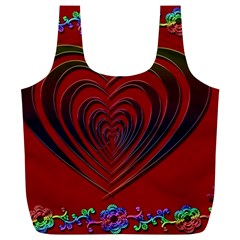 Red Heart Colorful Love Shape Full Print Recycle Bags (l)  by Nexatart