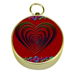 Red Heart Colorful Love Shape Gold Compasses by Nexatart