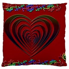 Red Heart Colorful Love Shape Large Flano Cushion Case (two Sides) by Nexatart