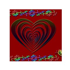 Red Heart Colorful Love Shape Small Satin Scarf (square) by Nexatart