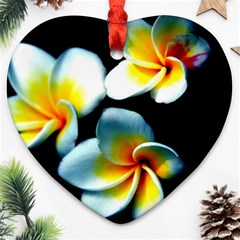 Flowers Black White Bunch Floral Ornament (heart) by Nexatart