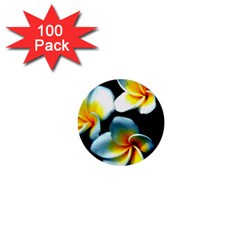 Flowers Black White Bunch Floral 1  Mini Buttons (100 Pack)  by Nexatart