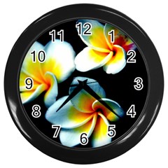 Flowers Black White Bunch Floral Wall Clocks (black) by Nexatart