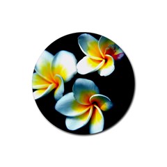 Flowers Black White Bunch Floral Rubber Round Coaster (4 Pack)  by Nexatart