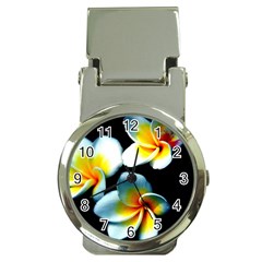 Flowers Black White Bunch Floral Money Clip Watches by Nexatart