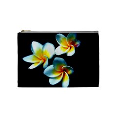 Flowers Black White Bunch Floral Cosmetic Bag (medium)  by Nexatart