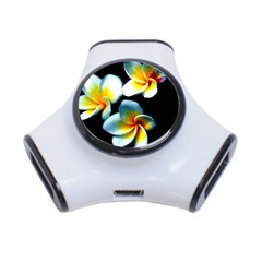 Flowers Black White Bunch Floral 3-port Usb Hub by Nexatart