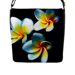 Flowers Black White Bunch Floral Flap Messenger Bag (l)  by Nexatart