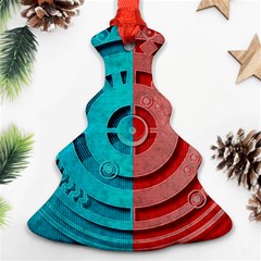 Vector Watch Texture Red Blue Christmas Tree Ornament (two Sides)