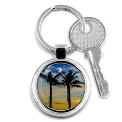 Palm Trees Against Sunset Sky Key Chains (round)  by dflcprints