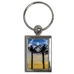 Palm Trees Against Sunset Sky Key Chains (rectangle) 