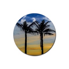 Palm Trees Against Sunset Sky Rubber Coaster (round)  by dflcprints