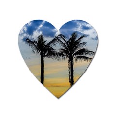 Palm Trees Against Sunset Sky Heart Magnet by dflcprints