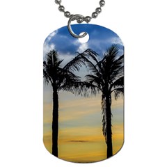 Palm Trees Against Sunset Sky Dog Tag (two Sides)