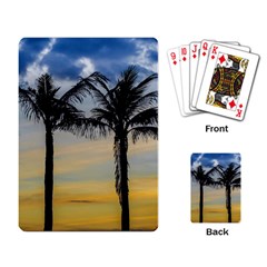 Palm Trees Against Sunset Sky Playing Card by dflcprints