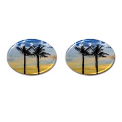 Palm Trees Against Sunset Sky Cufflinks (oval) by dflcprints