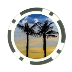 Palm Trees Against Sunset Sky Poker Chip Card Guard by dflcprints