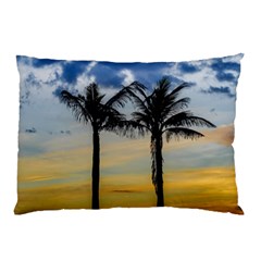 Palm Trees Against Sunset Sky Pillow Case by dflcprints