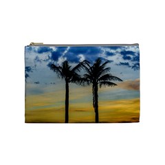 Palm Trees Against Sunset Sky Cosmetic Bag (medium)  by dflcprints