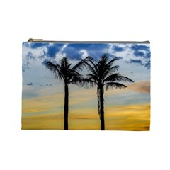 Palm Trees Against Sunset Sky Cosmetic Bag (large)  by dflcprints