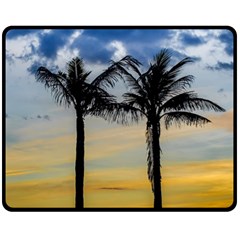 Palm Trees Against Sunset Sky Fleece Blanket (medium)  by dflcprints