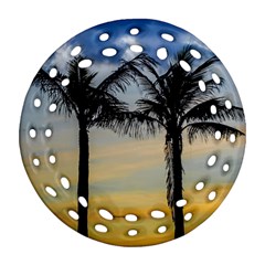 Palm Trees Against Sunset Sky Round Filigree Ornament (two Sides) by dflcprints