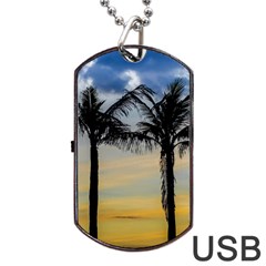 Palm Trees Against Sunset Sky Dog Tag Usb Flash (two Sides)