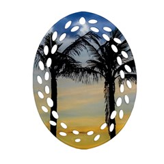 Palm Trees Against Sunset Sky Ornament (oval Filigree)