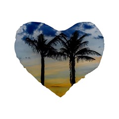 Palm Trees Against Sunset Sky Standard 16  Premium Heart Shape Cushions by dflcprints