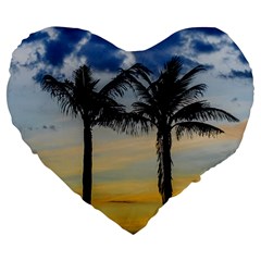 Palm Trees Against Sunset Sky Large 19  Premium Flano Heart Shape Cushions by dflcprints