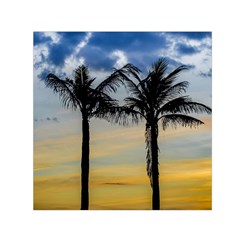 Palm Trees Against Sunset Sky Small Satin Scarf (square)  by dflcprints